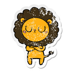 distressed sticker of a cartoon lion
