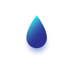 Drop water vector icon. Raindrop 3d Blue color illustration isolated on white background.