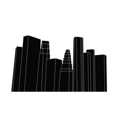 Filled black skyscrapers with white lines on them, 3d forms