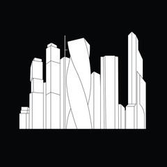 Beautiful outline of the Moscow city with lines and 3d forms of skyscrapers