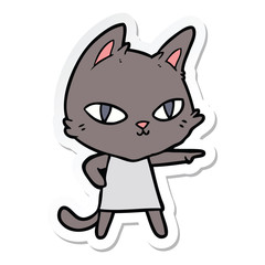sticker of a cartoon cat staring