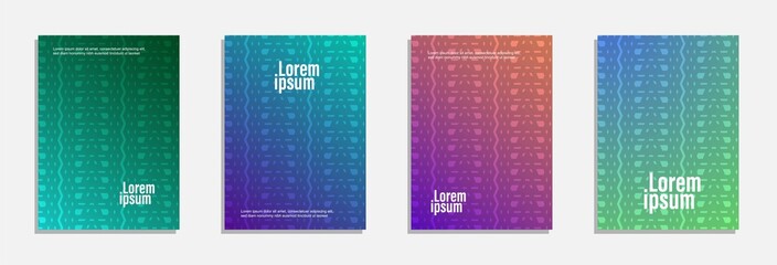 Colorful and modern cover design. Set of geometric pattern background