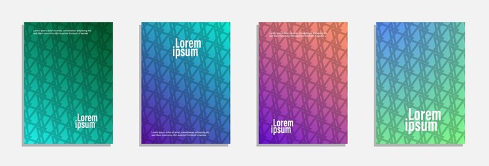 Colorful and modern cover design. Set of geometric pattern background