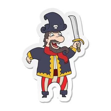 sticker of a cartoon laughing pirate captain