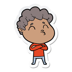 sticker of a cartoon man pouting