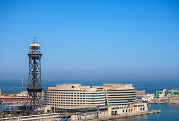 Fototapeta na wymiar Cable car and port of Barcelona - Catalonia Spain
