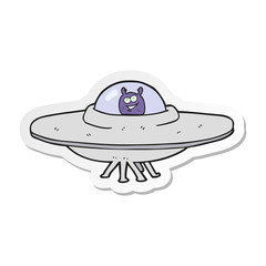 sticker of a cartoon flying saucer