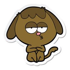 sticker of a cartoon bored dog