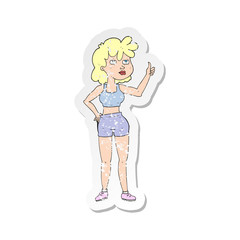 retro distressed sticker of a cartoon gym woman