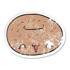 distressed sticker of a cute cartoon donut