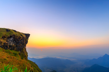 Beautiful landscape in the morning of Phu Chi Fa National Park. Chiang Rai , Thailand