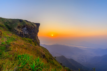 Beautiful landscape in the morning of Phu Chi Fa National Park. Chiang Rai , Thailand