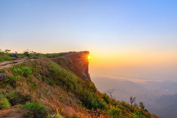 Beautiful landscape in the morning of Phu Chi Fa National Park. Chiang Rai , Thailand
