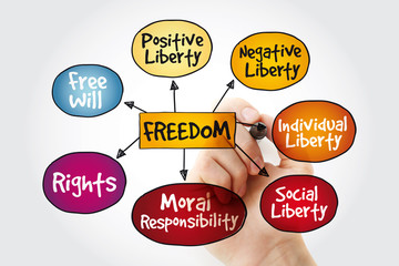 Freedom mind map with marker, business concept