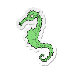 sticker of a cartoon sea horse