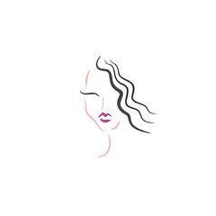 woman face line illustration vector