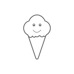 Black cartoon ice cream icon isolated on the white background