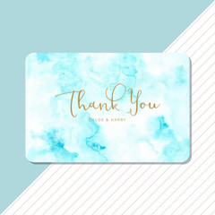 hank you card with blue abstract watercolor background