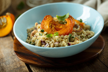 Roasted pumpkin with quinoa salad