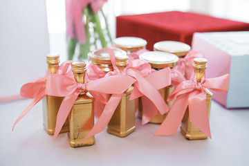 gift box with ribbon and bow isolated on white
