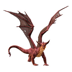 3D Rendering Fairy Tale Dragon on White