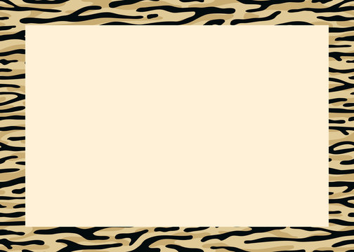 Zebra frame a black space for a text, logo, or designs. View from above. Vector illustration. 