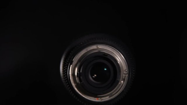 fish eye lens on black background