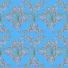 Seamless pattern with pink flowers.