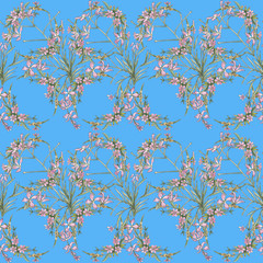 Seamless pattern with pink flowers.