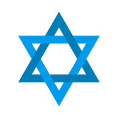 Star of David blue vector logo with soft shadow