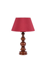 Obraz premium Old wooden desk lamp isolated on white background - image
