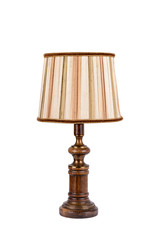 Old wooden desk lamp isolated on white background - image