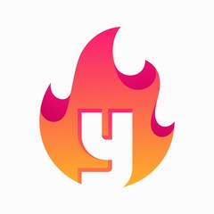 Abstract Fire Letter Y Design Vector Template