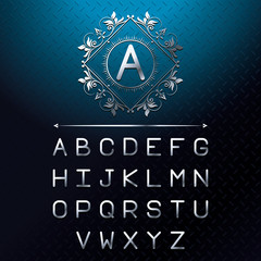 Silver font letters alphabet