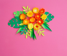 Flower and leaf color made of paper craft
