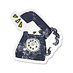 retro distressed sticker of a cartoon ringing telephone