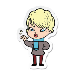 sticker of a cartoon woman