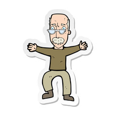 sticker of a cartoon old man waving arms