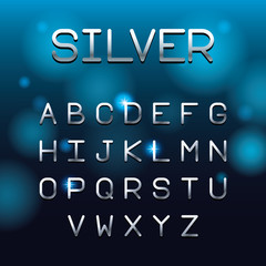 Silver font letters alphabet