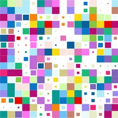 Mosaic of a bright colorful squares on a white background. 