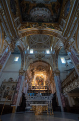 Matera, Italy - Interior of Matera Cathedral - Cattedrale Basilica Pontificia di Maria Santissima della Bruna (Madonna delle Grazie) . Duomo. capital of culture 2019 and unesco site