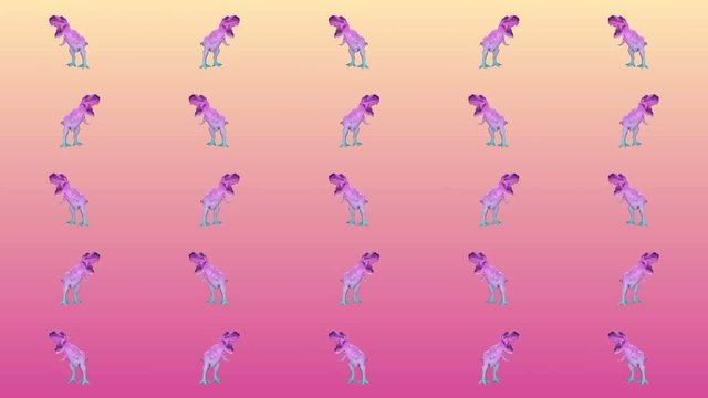 animated pattern with Wave colors of a t rex dinosaur