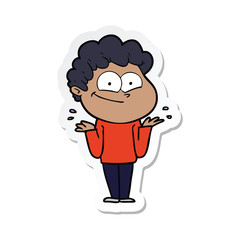 sticker of a cartoon happy man