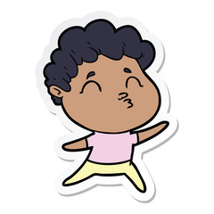 sticker of a cartoon man pouting