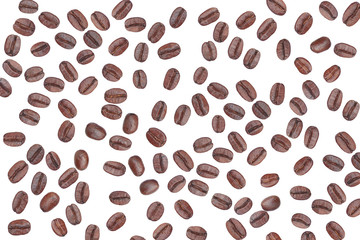 Collection of fresh roasted coffee beans isolate on white background..