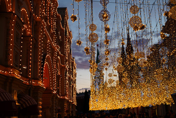lights in the center of Moscow