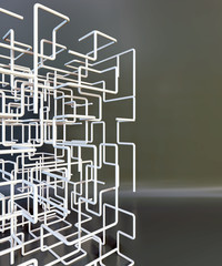 3D white Maze on a studio background. 3d rendering.