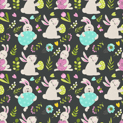 Seamless pattern with Easter bunny