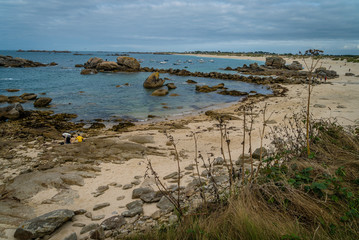 Meneham coast and beach in Brittany region in France