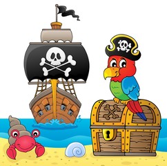 Pirate parrot on treasure chest topic 5